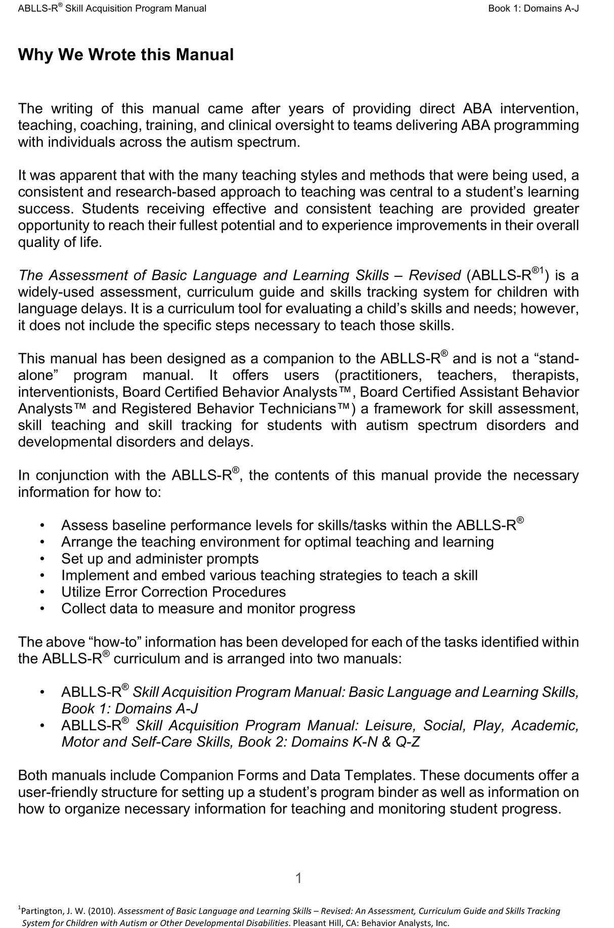 ABLLS-R® Skill Acquisition Program Manual Set
