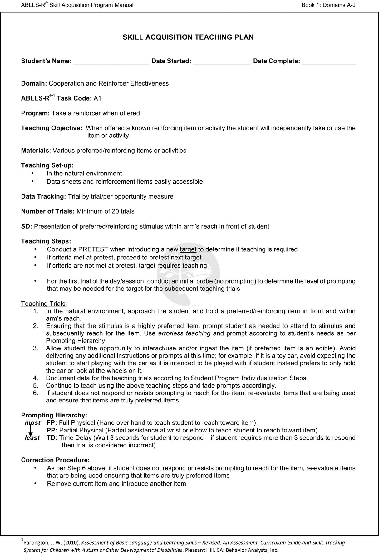 ABLLS-R® Skill Acquisition Program Manual Set